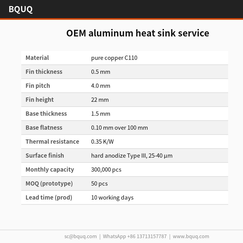Service OEM de dissipateurs thermiques en aluminium